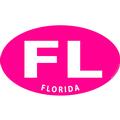 Florida Euro Oval White Letters on Hot Pink Background